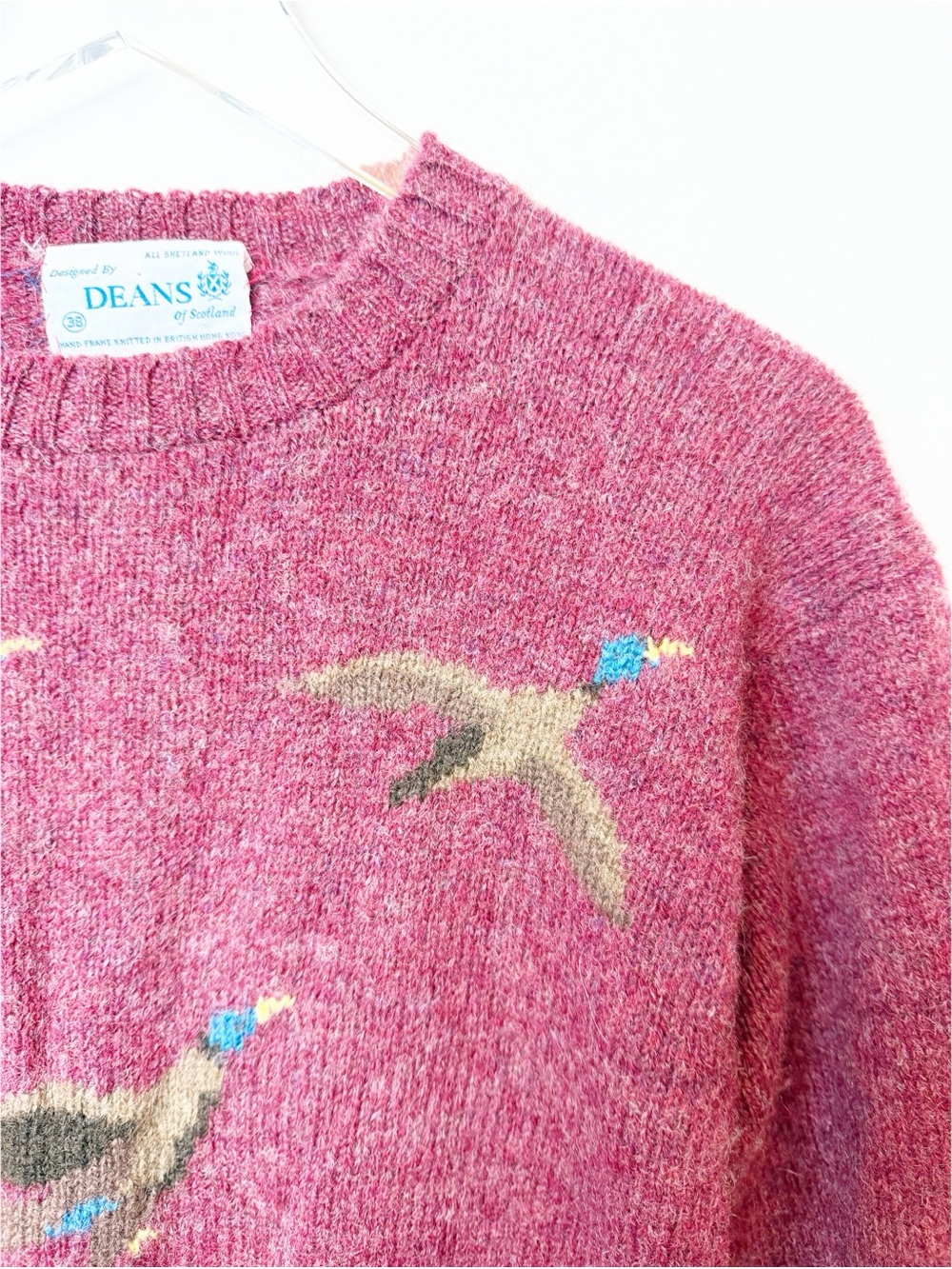 Deans of Scotland | Vintage Hand Knit Shetland Wool Ducks in Flight Sweater - Picture 2 of 4